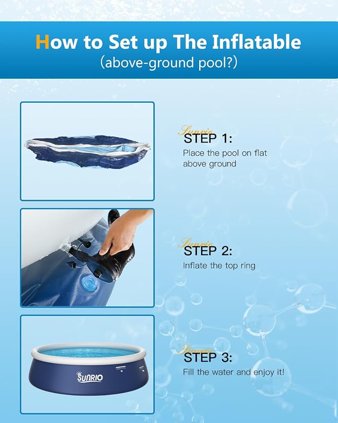 2025 Upgrade 10'*30" Round Inflatable Above Ground Swimming Pool Fast Easy to Set Up Blow Up Pool for Summer Outdoor Garden Backyard Childen Adults Dark Blue