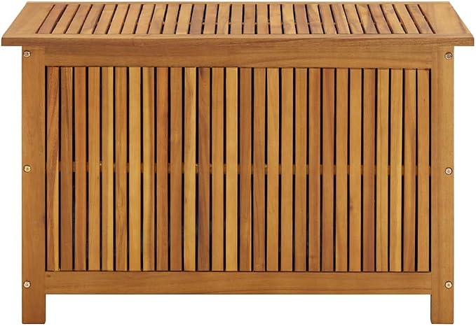 Rustic Outdoor Storage Box Solid Acacia Wood Rectangular Deck Box with Water Resistance for Patio Garden and Poolside