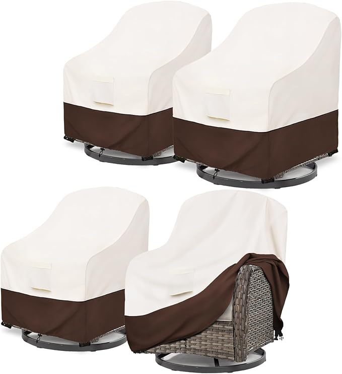 Bitubi Waterproof 4 Pack Outdoor Swivel Chair Cover for Patio Chair Size Up to 35W x 37D x 38.5H inch,Outdoor Lawn Patio Furniture Covers (Brown)