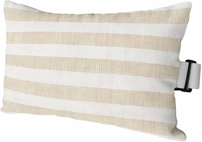 Outdoor Pillows for Chaise Lounge Set of 1 Vintage Brown Lines Headrest Pillow Waterproof Lumbar Pillows with Insert for Beach Chair,Patio Office,Pool Recliner, Vintage Stripes on Linen 11x16IN