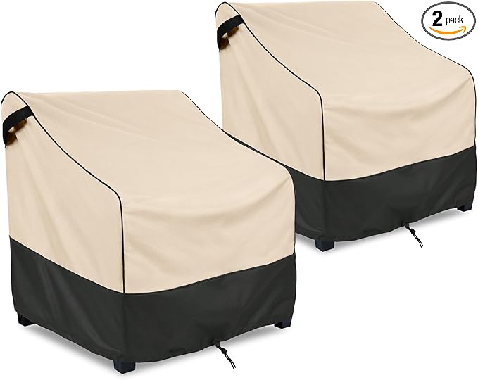 FORSPARK Waterproof Outdoor Chair Covers, Heavy-Duty Patio Chair Covers 2-Pack, Universal Fit for Lawn Furniture, Fits up to 33.5”W x 31.5”D x 36”H, Khaki