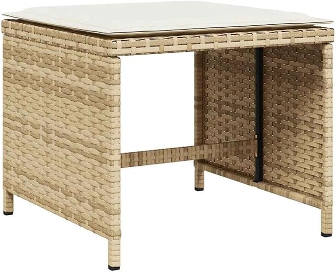 Afuera Living Outdoor Patio Dining Set, 11 Piece, Rattan Construction, Beige Finish, Includes Table with Tempered Glass Top, Chairs and Cushions, Foldable and UV-Resistant, Seats 10, Garden or