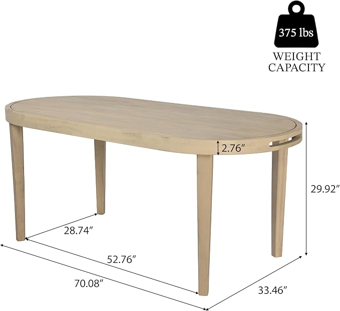 Christopher Knight Home Domac Acacia Wood Dining Table Set for 6, Solid Wood Outdoor Dining Set for 6, Oval Patio Dining Table and Chair Set with Cushion & Rope Accent, Cream Beige+Grey+Light Teak