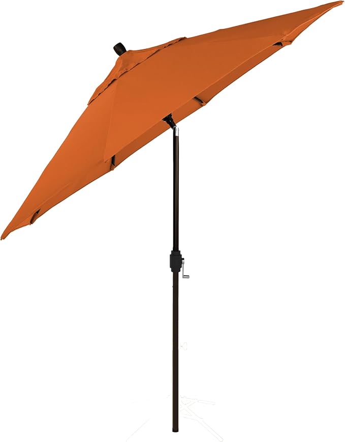 California Umbrella 12-Year-Non-Fading, 9Ft Premium Sunbrella Patio Umbrella, Hand-Crank, Button-Tilt, Bronze Frame, Tuscan Fabric