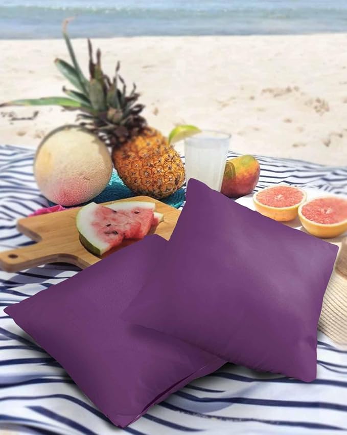 Outdoor Waterproof Throw Pillow Covers Set of 2 Purple Pillowcases 24x24 Inches Solid Purple Color Patio Decorative Pillows Cushion Case Patio Pillows for Couch Bed Chair Garden