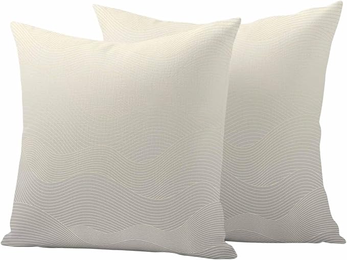 Abstract Gradient Outdoor Waterproof Throw Pillow Covers Set of 2, 24"x24", Line Art Decorative Pillow Covers Outside Cushion Case for Patio Porch Garden