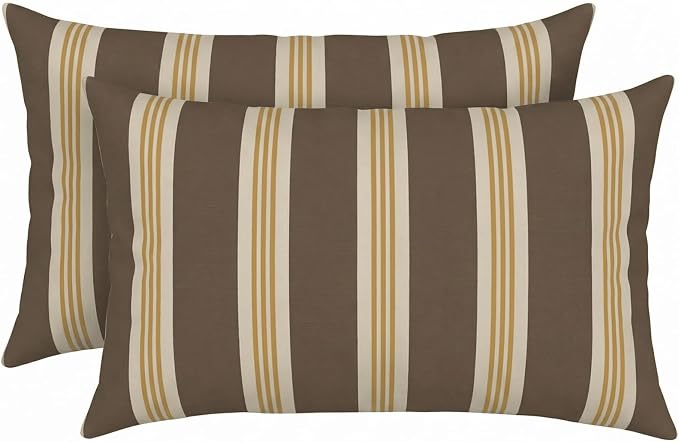 RSH DECOR: Designer Select Outdura Jumbo Lumbar Pillows Set of 2 | 26" x 16" | Water and Fade-Resistant Performance Fabric | Indoor Outdoor Accent Pillows | Made in USA (Tory Alloy)