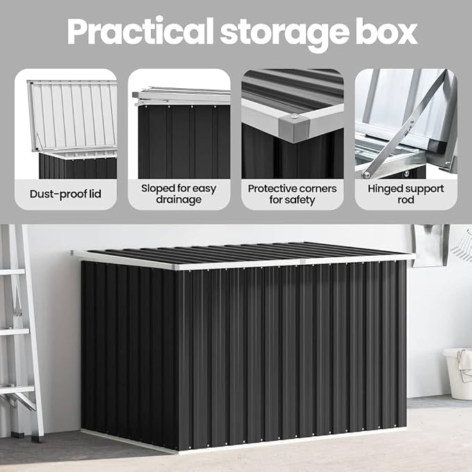 vidaXL Garden Storage Box, Storage Box, Gardening Tools, Patio Backyard Outdoor Patio Organizer, Anthracite