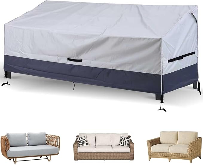 Bench Cover Loveseat Covers Outdoor Couch Cover, Heavy-Duty 2-Seater Waterproof Patio Furniture Sofa Covers (Gray-Darkgray, 104''x40''x35'')