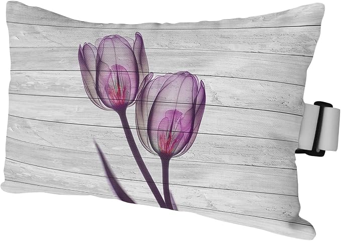 Outdoor Pillows Covers with Inserts Abstract Transparent Purple Flower Tulip Wood Grain Waterproof Pillow with Adjustable Strap Throw Pillows for Patio Furniture Recliner Lounge Chair, 11" x 16", 1PCS