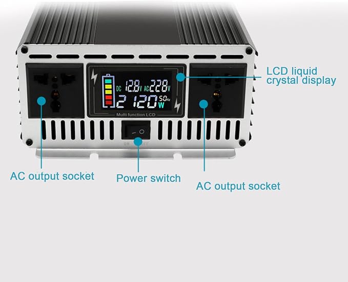 5000W Pure Sine Wave Power Inverter, 12V/24V DC to 110V/220V AC Voltage Converter, Car Inverter with Outlets for Truck/RV/Home,12V to 110V