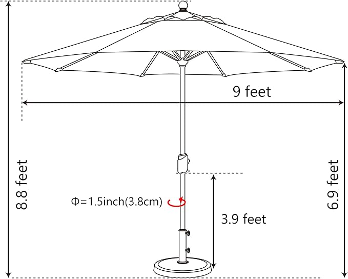 EliteShade USA 10-Year-Non-Fading 9Ft Market Patio Umbrella, UPF 50+ UV Protection Performance Sun Umbrella, Heavy Duty Commercial Grade Outdoor Table Umbrella with Crank & Tilt, Windproof Vented Top for Garden, Pool, Deck and Outdoor Playsets, Teal