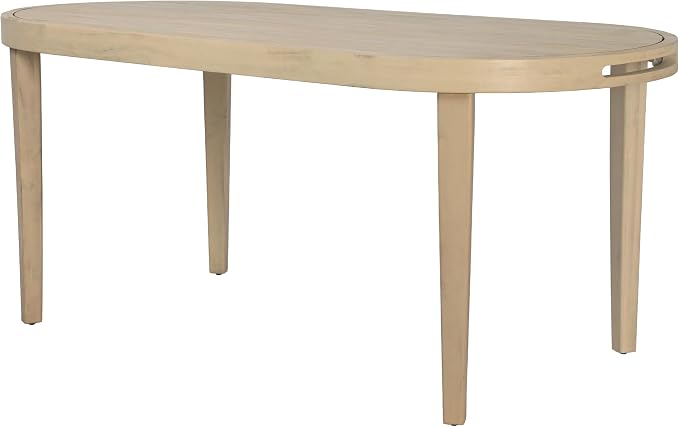 Christopher Knight Home Domac Acacia Wood Dining Table Set for 6, Solid Wood Outdoor Dining Set for 6, Oval Patio Dining Table and Chair Set with Cushion & Rope Accent, Cream Beige+Grey+Light Teak