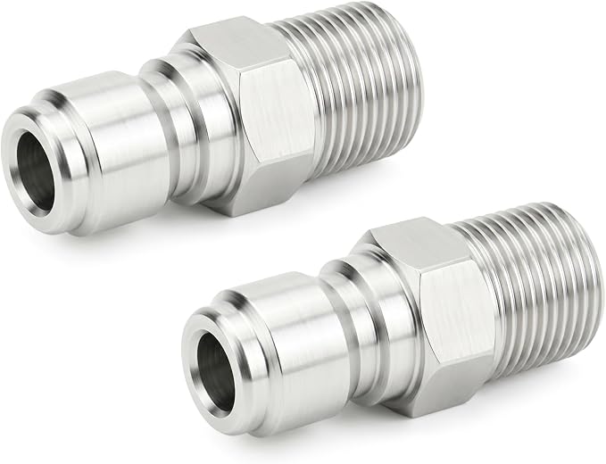 TAISHER 8PCS 304 Stainless Steel 3/8" Male NPT High Pressure Washer Quick Connect Plug for Pressure Washing Gun Hose Accessories