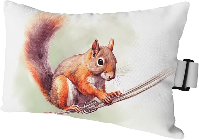 Outdoor Pillows Covers with Inserts Cute Squirrel Holding Rope Wild Life Waterproof Recliner Pillow with Adjustable Strap Throw Pillows for Patio Furniture Pool Lounge Chair, 11x16 inch, 1PCS