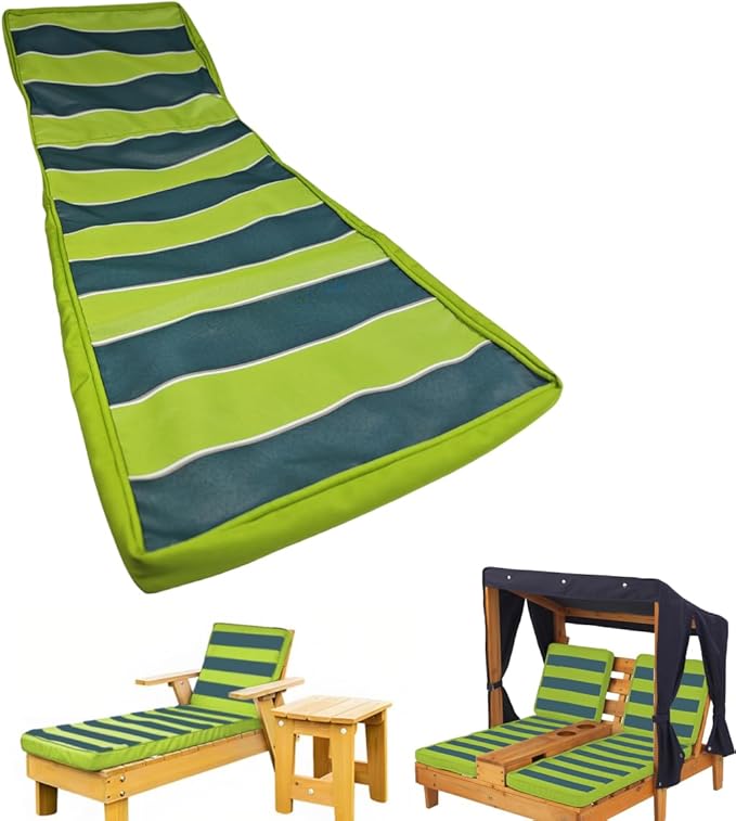 Patio Chaise Lounge mini Chair Replacement Cushion Cover， for Outdoor Kids pet Furniture Wooden Chair, Waterproof Fade Resistant Fabrics (Green, Only 1 Cover)