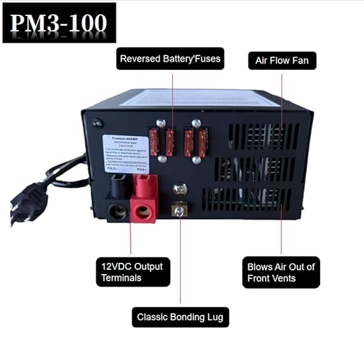 PM3-100LK 110V to 12V DV Power Supply Converter Charger for RV 100 Amp -Grade Voltage Converter Modified SINE Wave Inverter