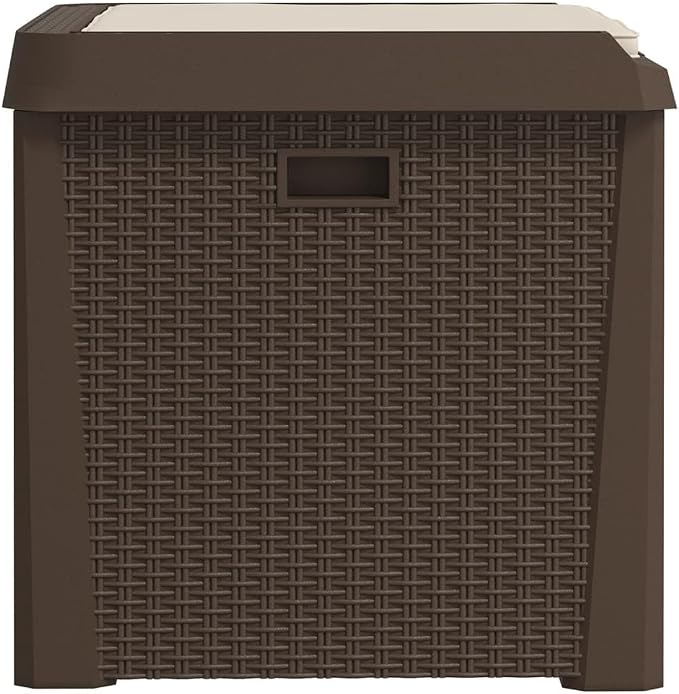 Large Brown Polypropylene Garden Storage Box with 125 Liters Capacity, Outdoor Indoor Storage Solution for Cushions Blankets and Gardening Tools, Durable Weather-Resistant