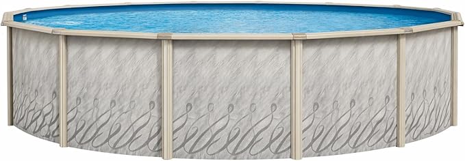 Lake Effect Pools 'Meadows' 30 ft Round Above Ground Swimming Pool | 52 Inch Steel Side Walls | Kit Includes: 25 Gauge Overlap Liner & Widemouth Skimmer