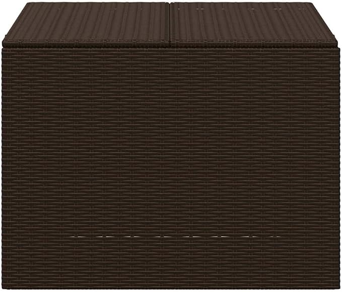Garden Storage Box Brown Poly Rattan Deck Box with Inner Bag, 291L Large Outdoor Storage Bin for Patio Furniture Cushions and Backyard Tools, 31.5 Inches Long