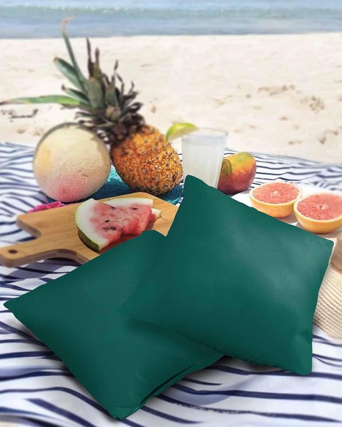 Outdoor Waterproof Throw Pillow Covers Set of 2 Aventurine Green Pillowcases 20x20 Inches Simple Style Patio Decorative Pillows Cushion Case Patio Pillows for Couch Bed Chair Garden