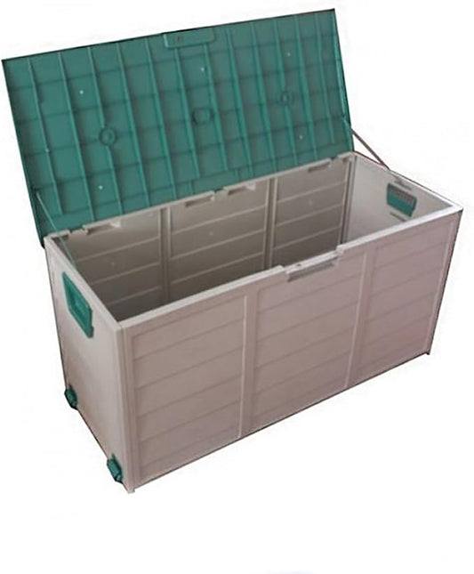76 Gallon Large Deck Box,Deck Box Outdoor Storage Boxes ,Outdoor storage organizer with lock opening,Waterproof Outdoor Storage Box with Bottom Pulleys, for Patio Furniture ( Color : Green , Size : 76