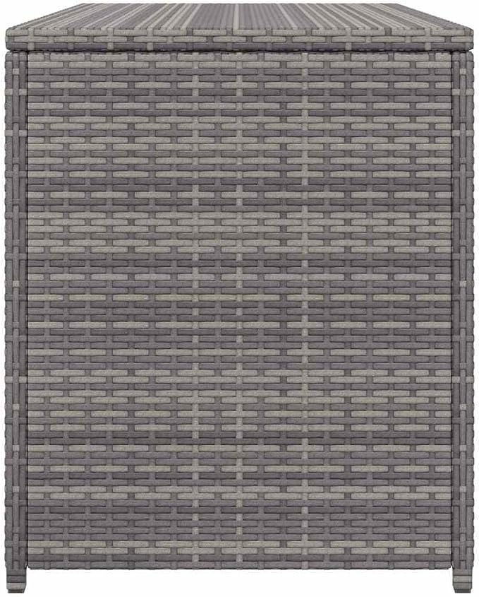 Outdoor Storage Box, Rectangular Poly Rattan Deck Box for Patio and Garden, Large Capacity Organizing Container with Powder-Coated Steel Frame, Grey
