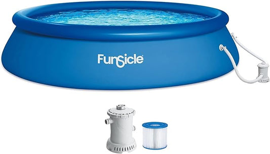Funsicle Quickset 15' x 36" Round Above Ground Swimming Pool, with FiltraBoost 800 GPH Filter Pump, Type D Filter Cartridge & Repair Patch