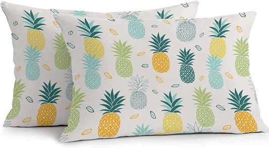 Outdoor Waterproof Pillow Covers for Patio Furniture Pineapple Decorative Throw Pillow Cover Summer Tropical Fruit Pillowcases Set of 2 Cushion Case for Sofa Couch Chair Home Decor 20x12 inch