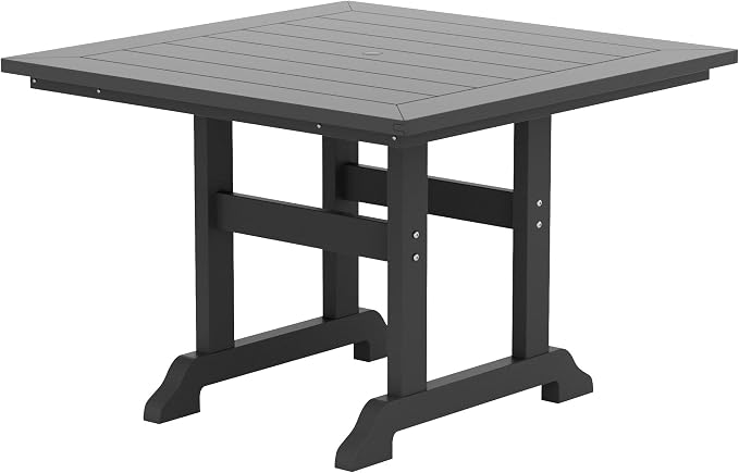 WestinTrends Ashore 5 Pieces Adirondack Patio Dining Set, All Weather Poly Lumber Slatted Modern Farmhouse Outdoor Furniture Set, 43" Trestle Square Table and 4 Adirondack Dining Chair, Gray