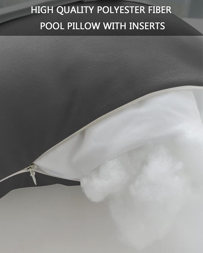 Outdoor Pillows Covers with Inserts Gradient Grey Waterproof Recliner Pillow with Adjustable Strap Throw Pillows for Patio Furniture Pool Lounge Chair, 12x20 inch, 1PCS
