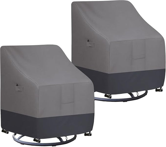 Easy-Going Outdoor Swivel Chair Cover Waterproof, Heavy Duty Patio Chair Cover, Windproof Outdoor Furniture Cover with Air Vent (2 Pack-28Wx33Dx38.5H inch, Gray/Dark Gray)