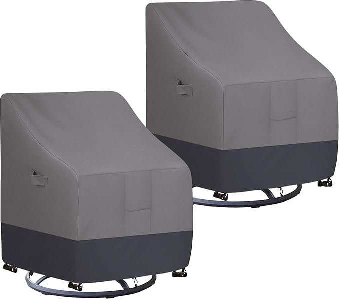 Easy-Going Outdoor Swivel Chair Cover Waterproof, Heavy Duty Patio Chair Cover, Windproof Outdoor Furniture Cover with Air Vent (2 Pack-35Wx37Dx38.5H inch, Gray/Dark Gray)