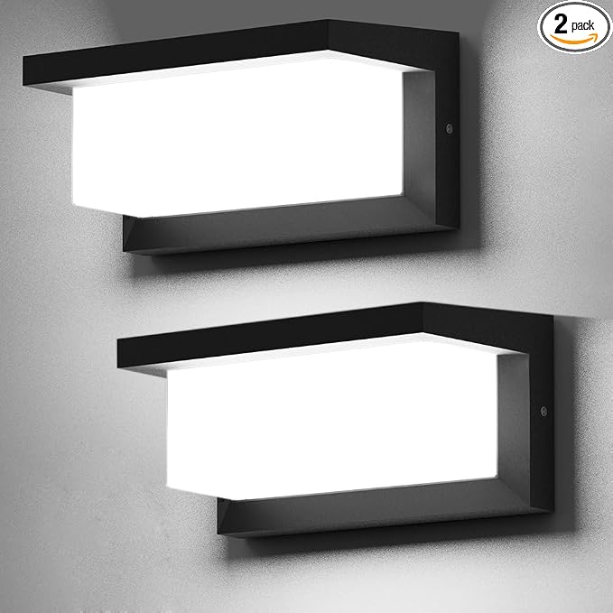 Exterior Light Fixture,2Packs Outdoor Wall Light Fixture,LED Wall Sconce 3-Color-Changeable Wall Mounted Lamps,Matte Black Porch&Patio Light Outdoor,IP65 Waterproof for Hallway Stairs Gardens