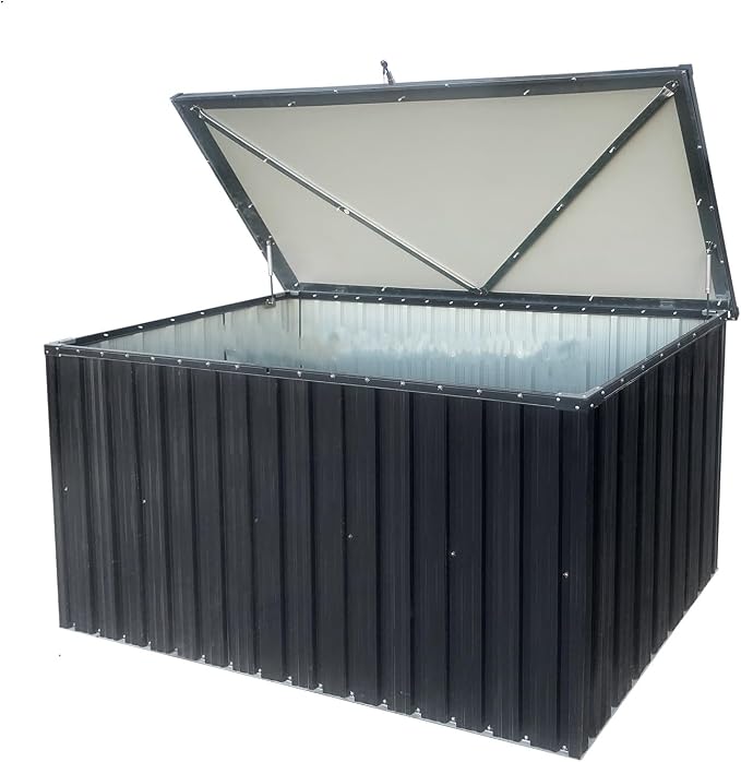 215 Gallon Outdoor Storage Box,Waterproof Lockable Mental Deck Box for Patio Furniture Cushions Garden Tools