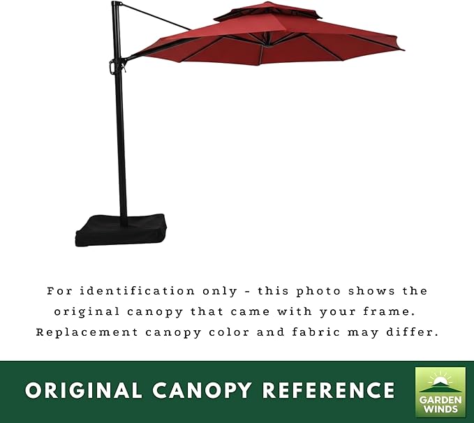 Garden Winds Reinforced RipLock 350 Replacement Canopy Top Cover Compatible with Garden Treasures 11’ Offset Umbrella Models YJAF-819R, YJAF-819D, YJAF-81903A, YJAF-81903B, YJAF-81903C - Cinnabar