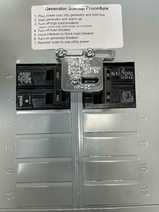 Generator Interlock WR-95 Compatible with Siemens, Murray or ITE 100 amp sub Panel