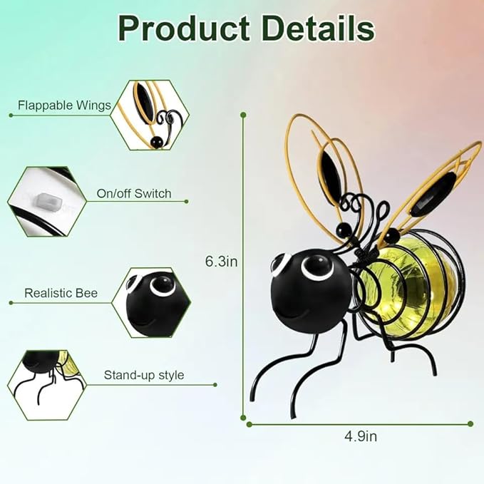 Solar Bees Lights Outdoor, Hanging Bee Solar Garden Light,2025 New Solars Bees Simulation Lights, Waterproof Bumble Bees Solars Light for Party Festivals Garden Decor Birthday Gifts (3pcs)