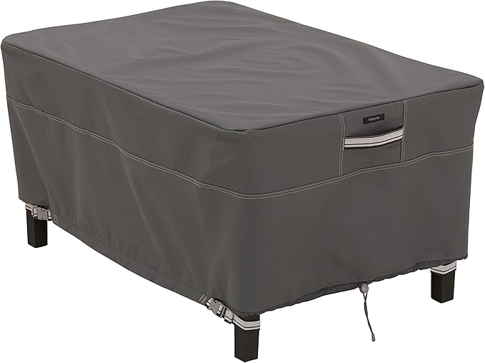 Classic Accessories Ravenna Water-Resistant 38 Inch Rectangular Patio Ottoman/Table Cover, Outdoor Table Cover