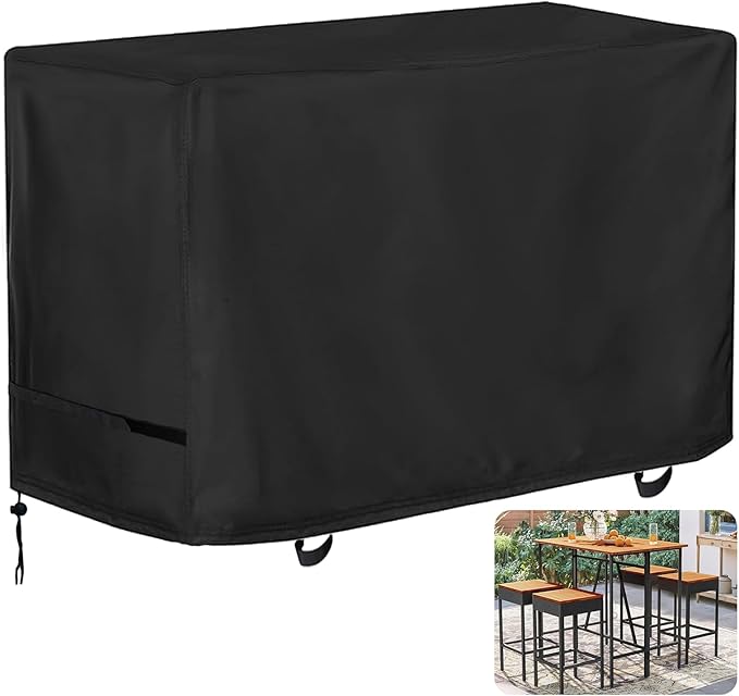 Oslimea Patio High Top Dining Set Cover, Outdoor Table and Chairs Cover for 5-Piece Bar Height Rattan Set/Patio Bar Height Wicker Furniture, 48"L x 30"W x 36"H