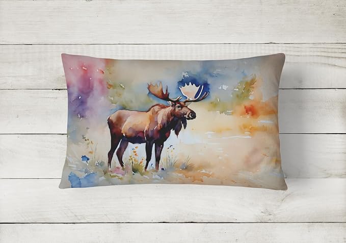 Caroline's Treasures DAC2967PW1216 Moose Throw Pillow Machine Washable, Indoor Outdoor Decorative Pillow for Couch, Bed or Patio, 12HX16W