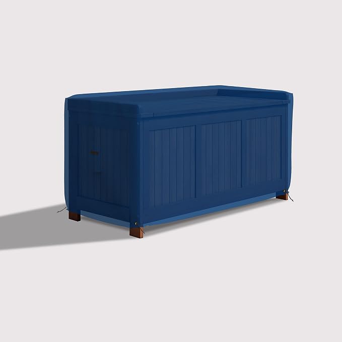 Covers & All Patio Deck Box Cover - Heavy Duty 18 Oz Waterproof Outdoor Yard Cushion Storage Box Protection 100% Weather Resistant with Air Pockets and Drawstring. (44”W X 28”D x 24”H, Blue)
