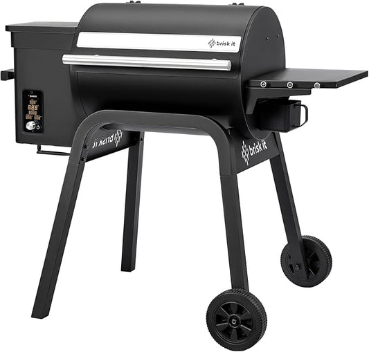 Brisk It Zelos-450 Electric Wood Pellet Smoker Grill – A.I. Smart BBQ Grills with WiFi, 450 sq.in Cooking Area, 7-in-1 Outdoor Grill & Smoker, PID Controller (Up to 500°F), Meat Probe