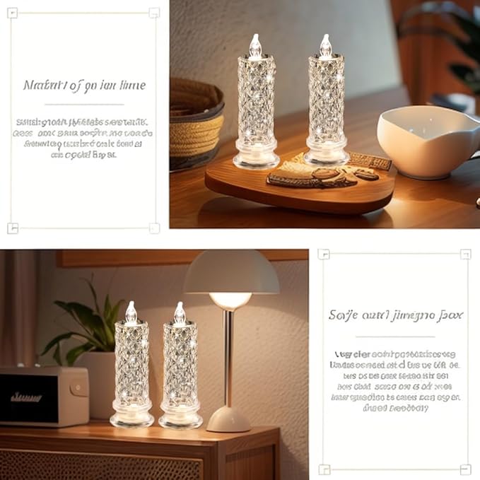 SupBri Rose Shadow LED Flameless Candles, 6PCS Romantic Battery Operated Candles Led Pillar Candles for Valentines Anniversary Wedding Christmas Decorations(White, D 2.5" x H 7.2")