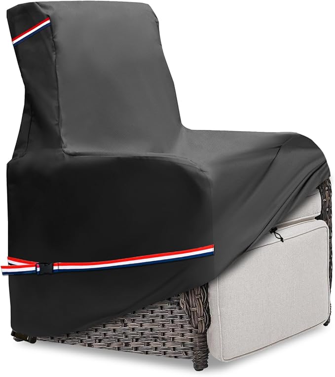Outdoor Recliner Chair Covers,Patio Swivel Chair Covers,600D Heavy Duty Waterproof Patio Rocking Chairs Cover,Outdoor Furniture Covers for All Weather Protection.Black