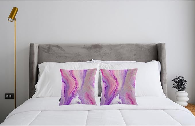 Swono Purple Marble Decorative Throw Pillow Cushion Covers, Abstract Acrylic Rock Marble Cozy Pillowcase Home Decor, Double-Sided Pillow Covers for Bedroom Livingroom Office 18x18 Set of 2