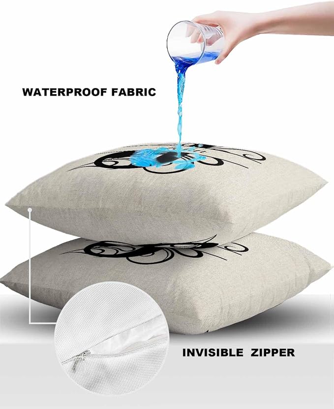 Personalized Gifts for Women/Men, Custom Pillow Case with Name Outdoor Waterproof Pillowcase, Letter J Customized Pillow Cases for Patio, Monogram Words Customs Pillow Cover 18" x 18", 2 Pcs