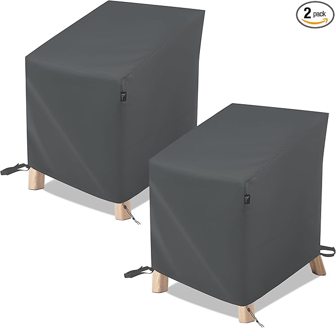 Patio Furniture Covers Waterproof 2 Pack,Patio Chair Covers for Outdoor Furniture Waterproof ,Heavy Duty Chair Covers -Grey 32"x37"x27"/36"(H)