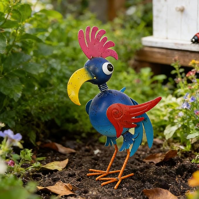 18.9'' Playful Rooster Yard Statue for Patio, Yard, Farmhouse