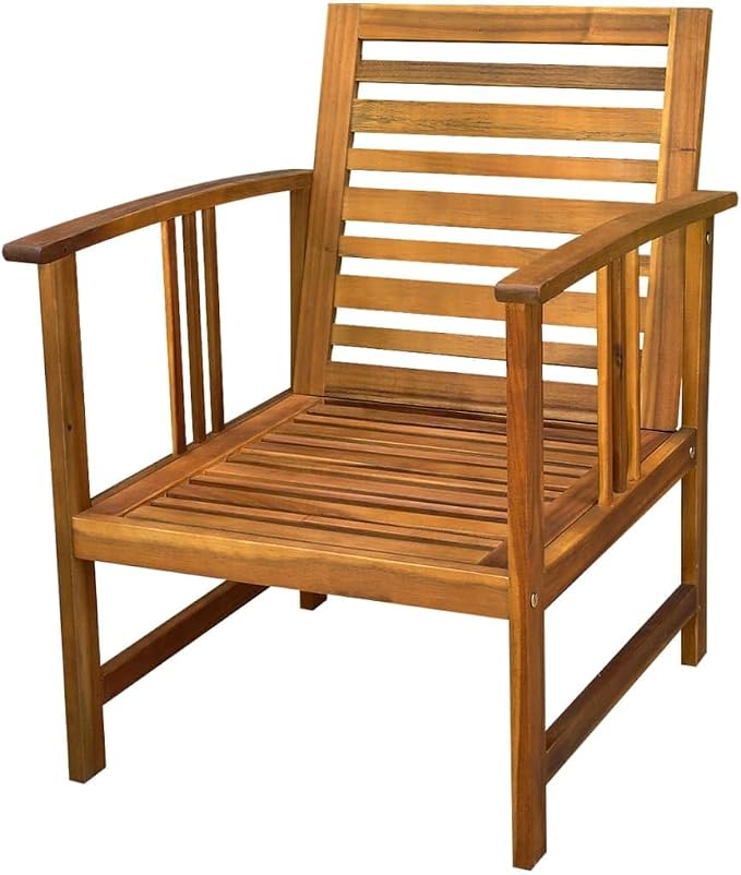 4-Piece Garden Dining Set, Solid Acacia Wood Outdoor Furniture with Rectangular Table, Bench and 2 Chairs, Rustic Patio Conversation Set with Cushions for Balcony and Terrace